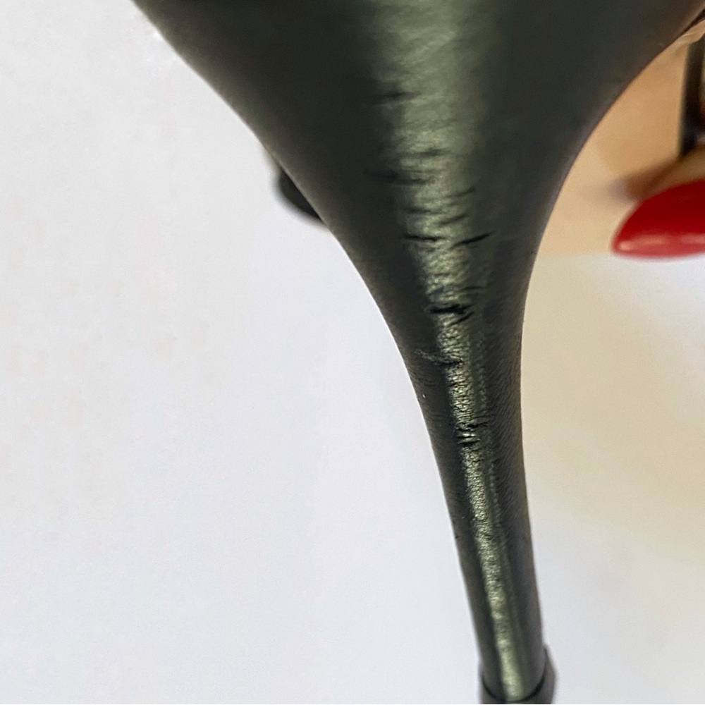 GIANVITO ROSSI BLACK GOLD LEATHER ANKLE STRAP OPEN TOE STILETTO HIGH HEELS - Picture 8 of 9